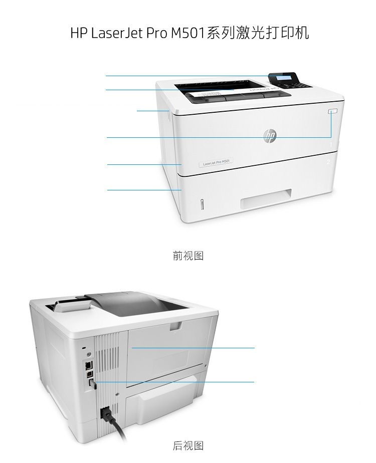 惠普 （HP）M501n单功能有线激光打印 高速稳定 商用办公中小企业安全打印机