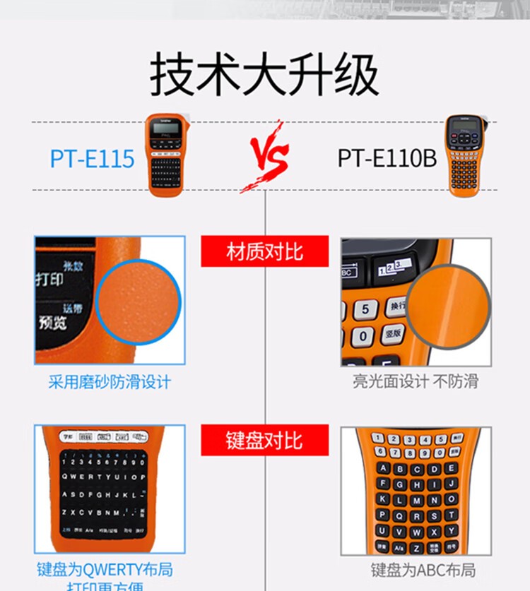 兄弟（brother）PT-E115B 标签打印机（TZe色带3.5~12mm 电力电信行业）