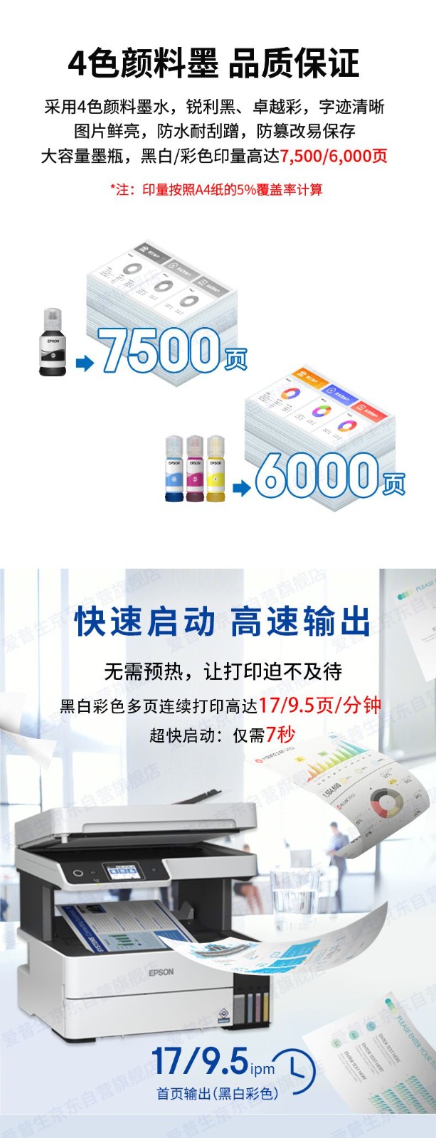 爱普生（EPSON）L6468 A4彩色商用打印机 墨仓式数码多功能一体机 复印/打印/扫描