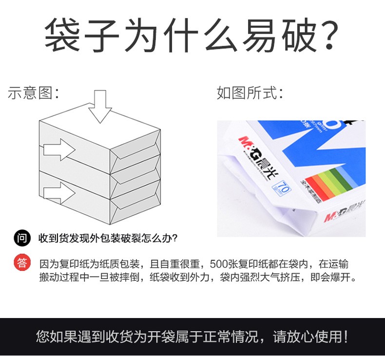 晨光(M&G) 蓝晨光 A4 80g 加厚 双面打印纸 复印纸光滑细腻不卡纸 500张/包 5包/箱(整箱2500张) APYVQ961