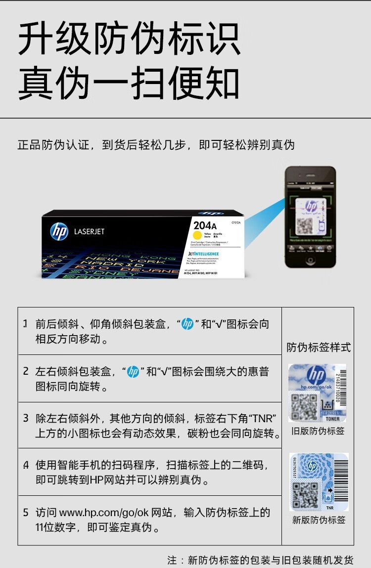 惠普CF512A黄色原装硒鼓（HP）204A原装黄色硒鼓 适用hp hp M180n/M154a/M181fw/M154nw 打印机硒鼓