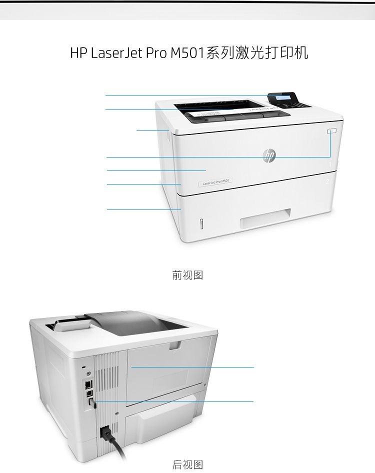 惠普 （HP） M501dn双面单功能有线激光打印 高速稳定 安全 商用企业级打印机