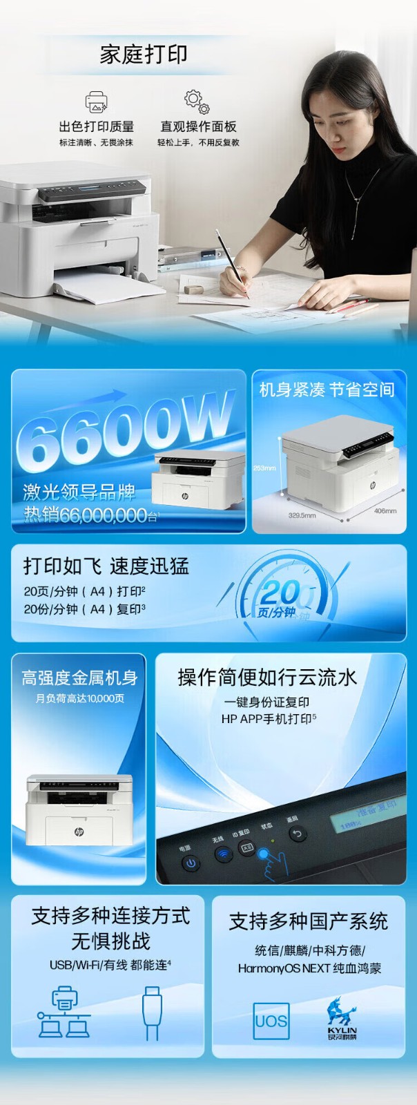 惠普（HP）115nw 黑白激光无线打印机 无线三合一 家用打印机 打印复印扫描 支持有线连接W1680A硒鼓（1188nw焕新版）