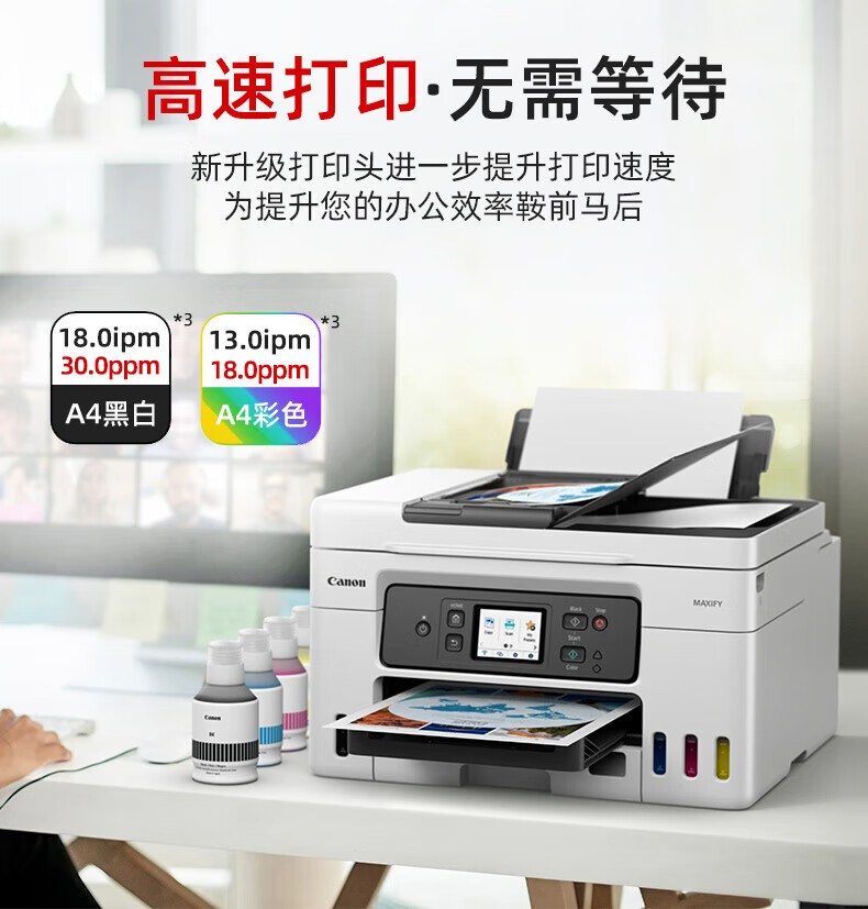 佳能GX4080墨仓式大容量打印复印扫描传真一体机家用办公/双频WiFi 5G/自动双面打印/输稿器