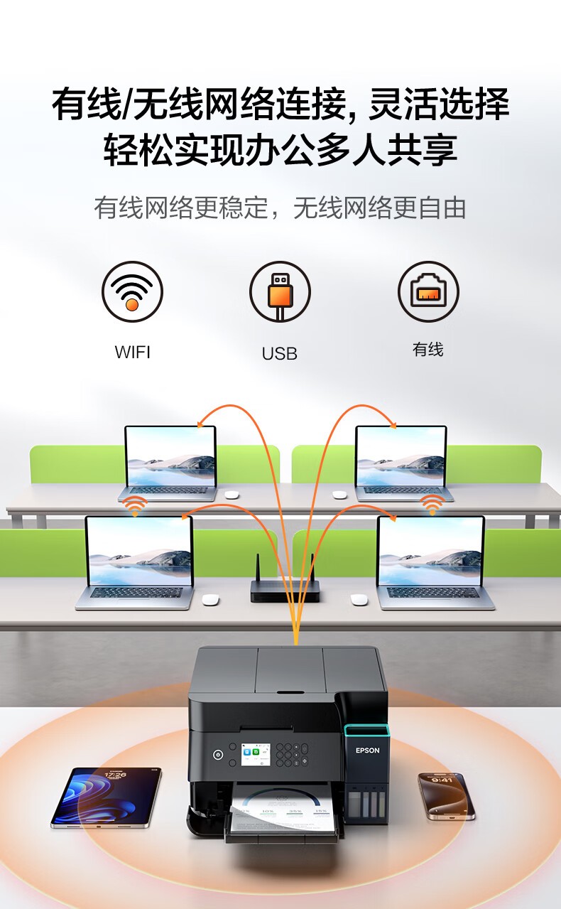 爱普生（EPSON）L6379 墨仓式彩色无线多功能一体机 办公家用 （打印复印扫描 wifi/有线网络 自动双面复印/打印）