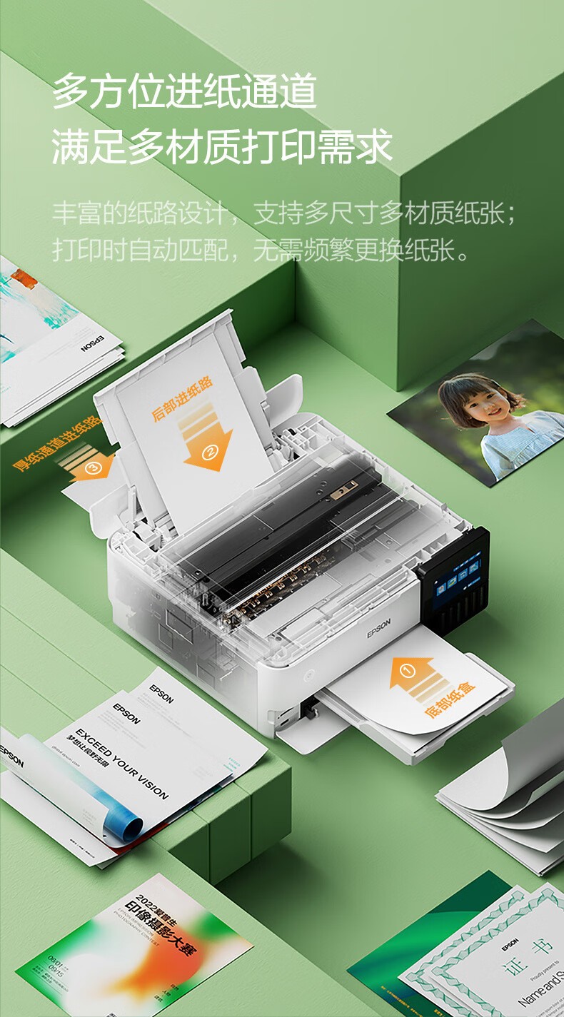 爱普生（EPSON）L8168 高端家用6色照片A4一体机 AI学习打印机（彩色触屏 自动双面 打印复印扫描 液晶屏 )