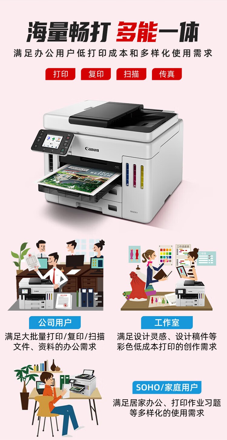 佳能GX7180墨仓式高容量传真一体机（打印/复印/扫描 双频WiFi 5G/微信远程 大印量 智能 商用）